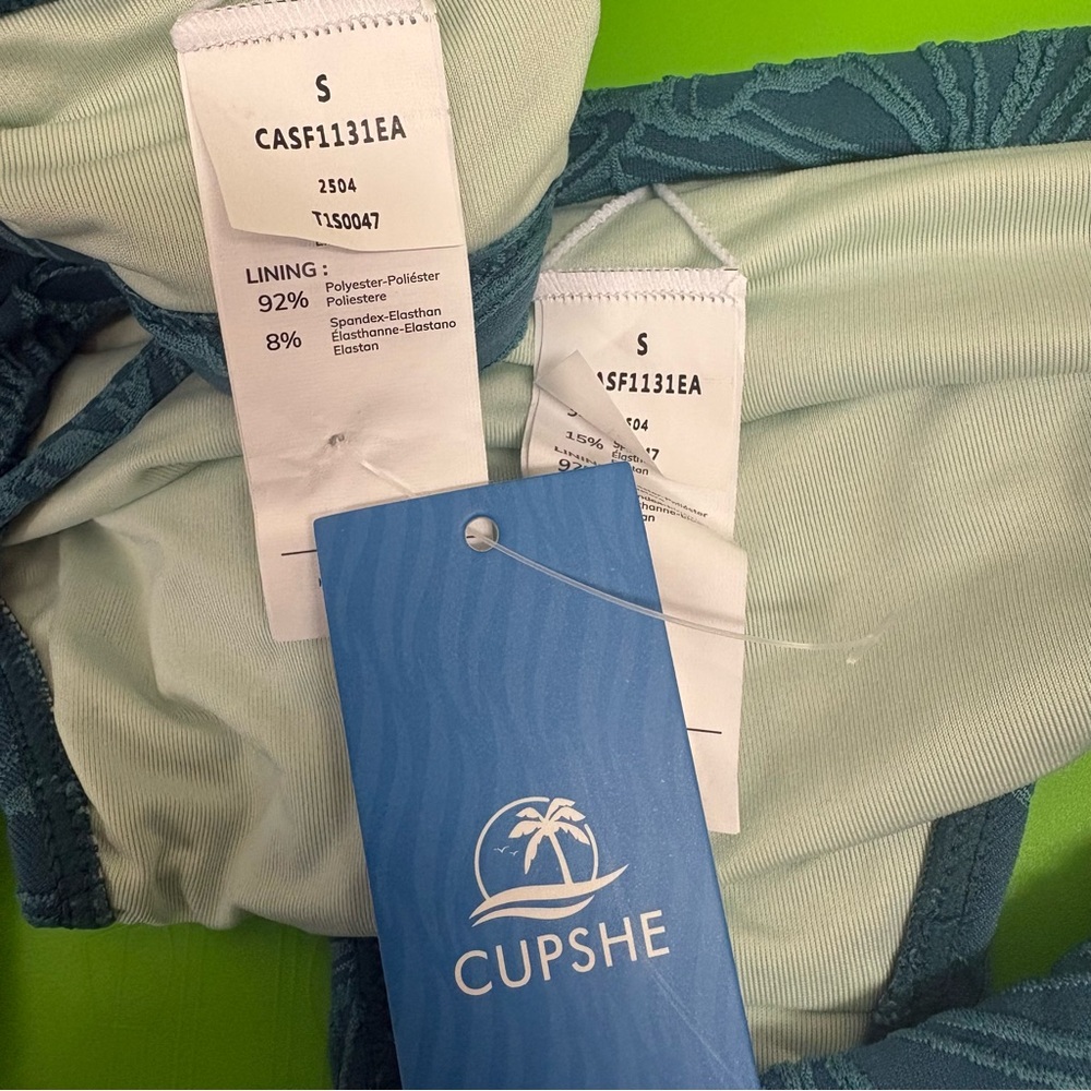 Cupshe Criss Cross Back Teal Blue Bikini Size Small - Picture 8 of 9